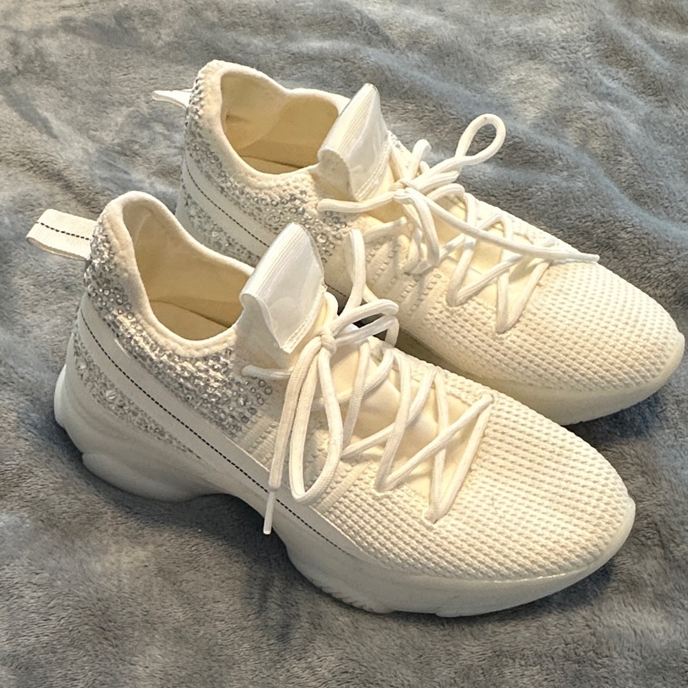 Madden Girl White Beaded Sneakers